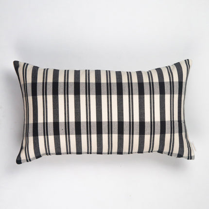 Cecilia Black and Ivory Striped Plaid Pillow