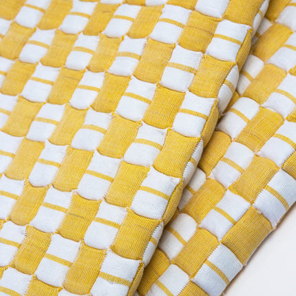 Quilted Sujani Throw Blanket - Yellow & White