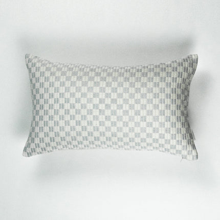Checkered Brocade Pillow – Grey & White