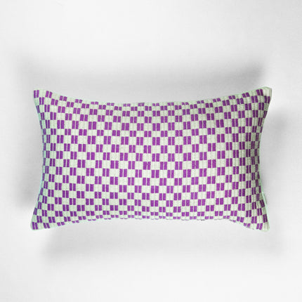 Checkered Brocade Pillow - Lilac & White