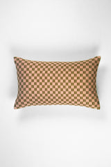 Checkered Brocade Pillow - Pink & Umber