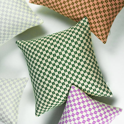 Checkered Brocade Pillow – Grey & White