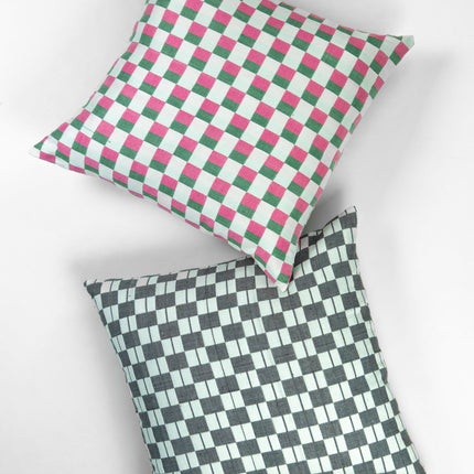Sujani Pillow - Green & Pink Checkered
