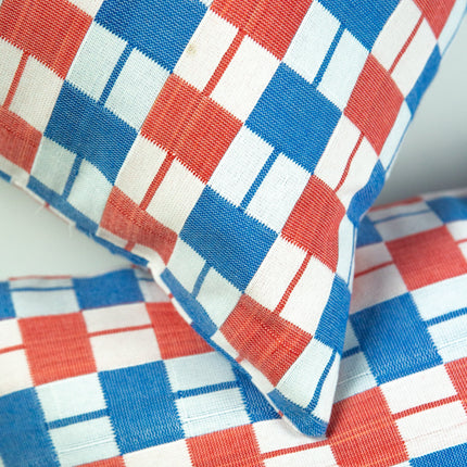 Sujani Pillow - Red & Blue Checkered