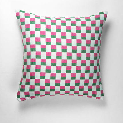 Sujani Pillow - Green & Pink Checkered