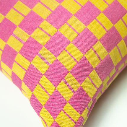 Sujani Pillow - Yellow & Pink Checkered