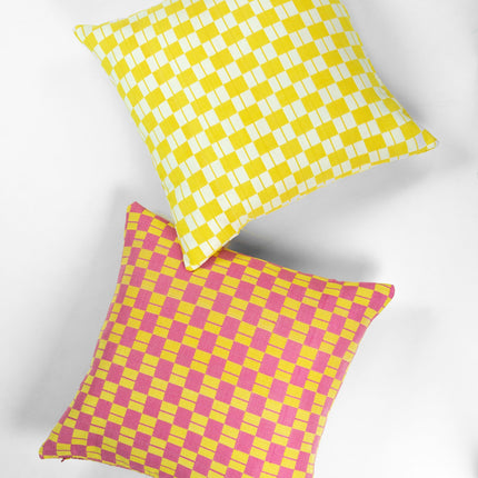 Sujani Pillow - Yellow & Pink Checkered