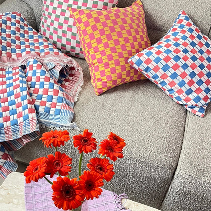 Sujani Pillow - Yellow & Pink Checkered
