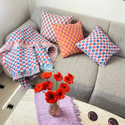 Sujani Pillow - Green & Pink Checkered