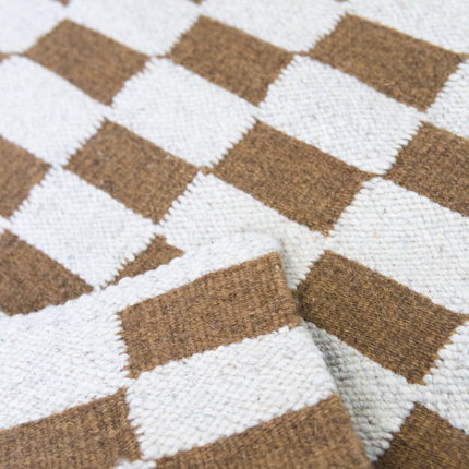 Zapotec Checkered Rug in Umber & Ivory