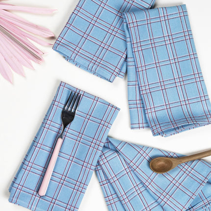 Chiapas Plaid Light Blue Napkins