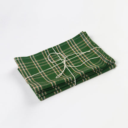 Chiapas Plaid Forest Green Cocktail Napkins, Set of 4