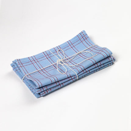 Chiapas Plaid Light Blue Cocktail Napkins Set of 4