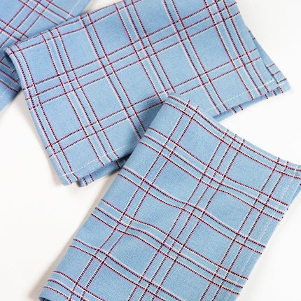 Chiapas Plaid Light Blue Cocktail Napkins Set of 4