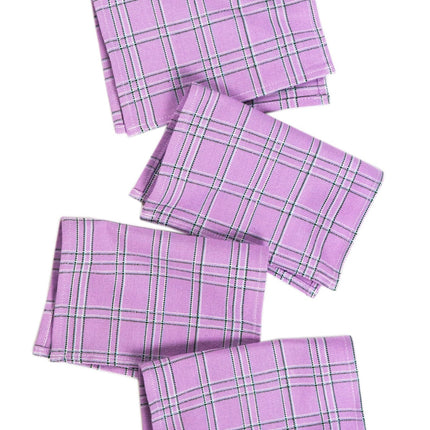 Chiapas Plaid Lilac Cocktail Napkins Set of 4