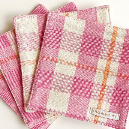 Abigail Bubblegum and Peach Plaid Coasters