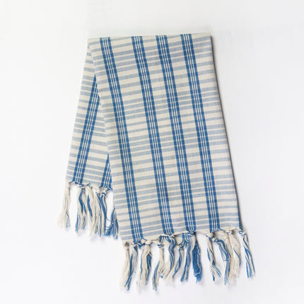 Coco Plaid Towel in Natural Indigo