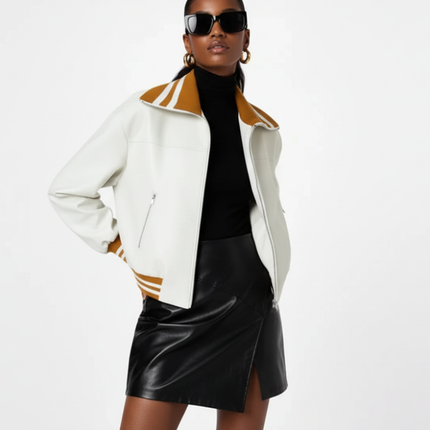 Color-block PU Leather Jacket, Soho | Women - BYMANYC ® New York