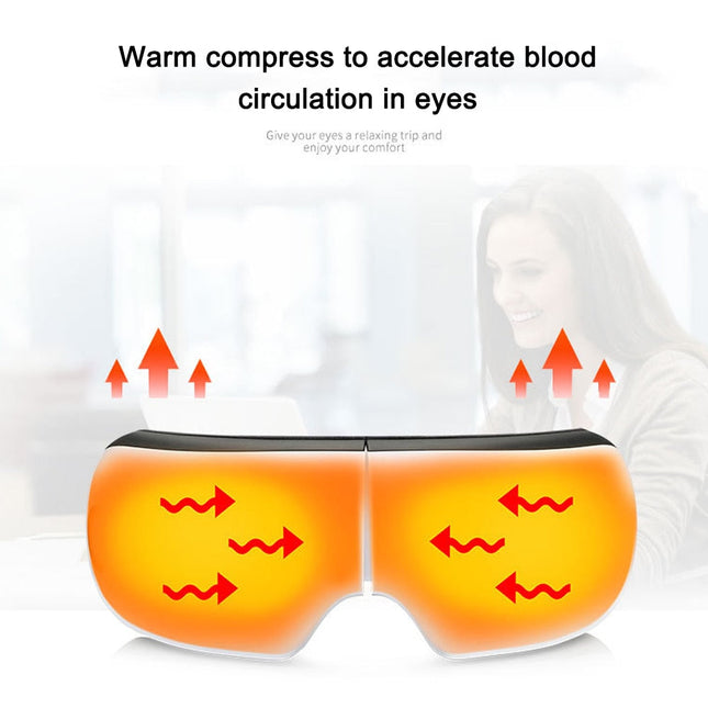 Bluetooth Eye Massager Glasses | Vibration Hot Compress & Music Foldable Eye Care