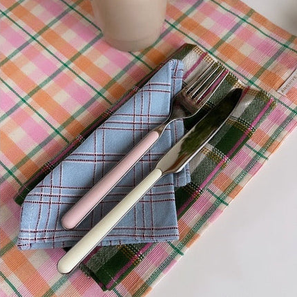 Chiapas Plaid Light Blue Cocktail Napkins Set of 4