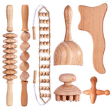 Beech Wood Therapy Massage Set | Gua Sha Scraping Cup & Meridian Roller