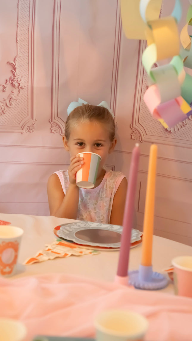 Pastel Striped Paper Cups — 12-Pack