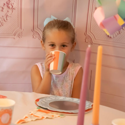 Princess Mirror-Finish & Striped Cups — 12-Pack