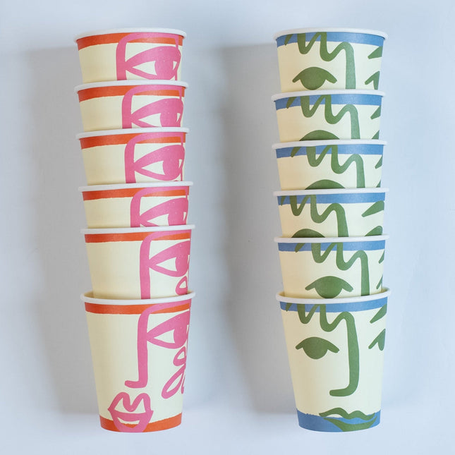 Art Party Face Cups — 12-Pack