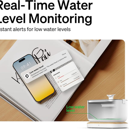 Dockstream Wireless Water Pump App Cat Fountain | Smart Stainless Steel Hydration System with App Tracking