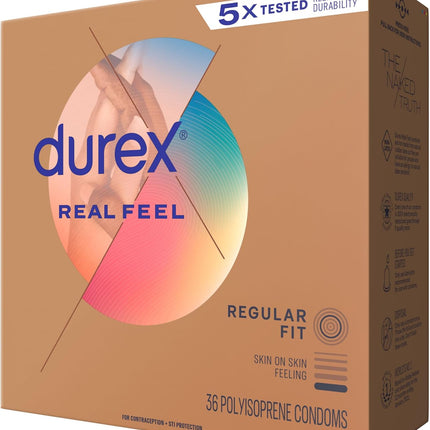 Durex Avanti Bare Real Feel – Lateks Olmayan, Kayganlaştırıcılı Kondomlar, 36 Adet