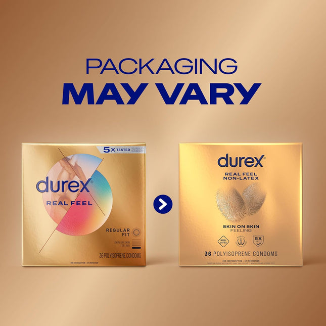 Durex Avanti Bare Real Feel – Non-Latex, Lubricated Condoms, 36 Count