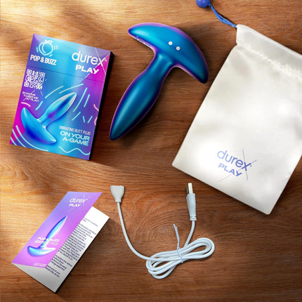 Durex Vibrating Anal Plug – 7 Modes, USB Rechargeable, Silicone, Waterproof (8 cm)