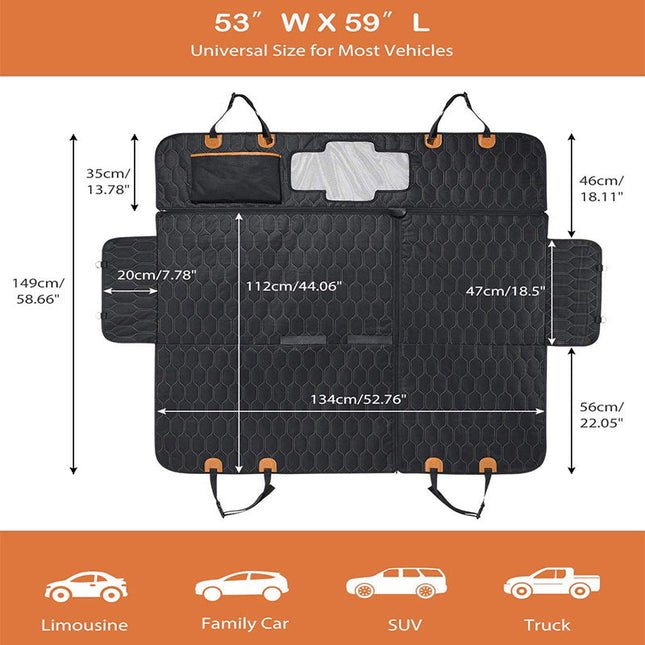 4-in-1 Pet Car Seat Cover | Waterproof Scratch-Resistant Rear Seat & Trunk Cushion for Dogs