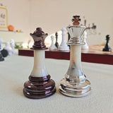 Premium Acrylic Chess Pieces Set | 9cm King Height | Burgundy & Silver Edition