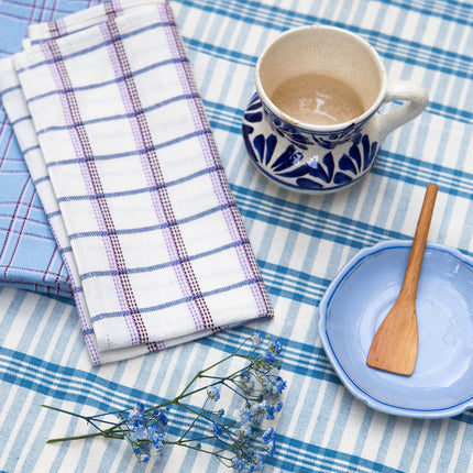 Coco Plaid Towel in Natural Indigo
