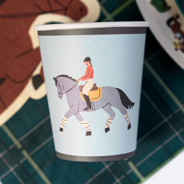 Equestrian Horse Paper Cups — 9 oz, 12-Pack