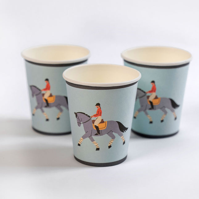 Equestrian Horse Paper Cups — 9 oz, 12-Pack