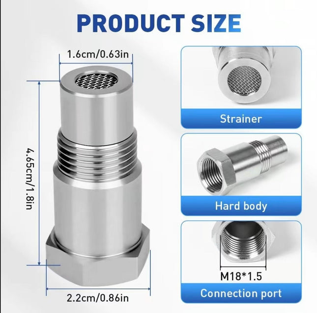 OxyGuard O2 Sensor Spacer Adapter | Stainless Steel M18x1.5 Oxygen Sensor Extension
