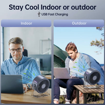 TurboCool Desk Fan | 100-Speed Rechargeable Fan with Digital Display & 4000mAh Battery