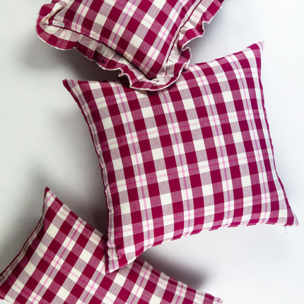 Abigail Cranberry Plaid Pillows