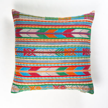 Vintage Blue, Orange & Red Chevron Pillow