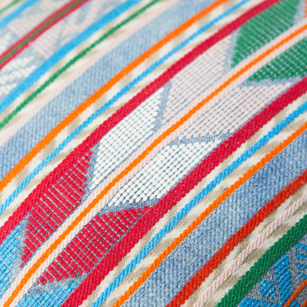Vintage Blue, Orange & Red Chevron Pillow
