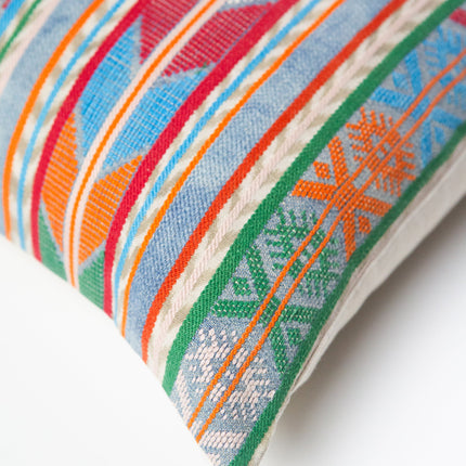 Vintage Blue, Orange & Red Chevron Pillow