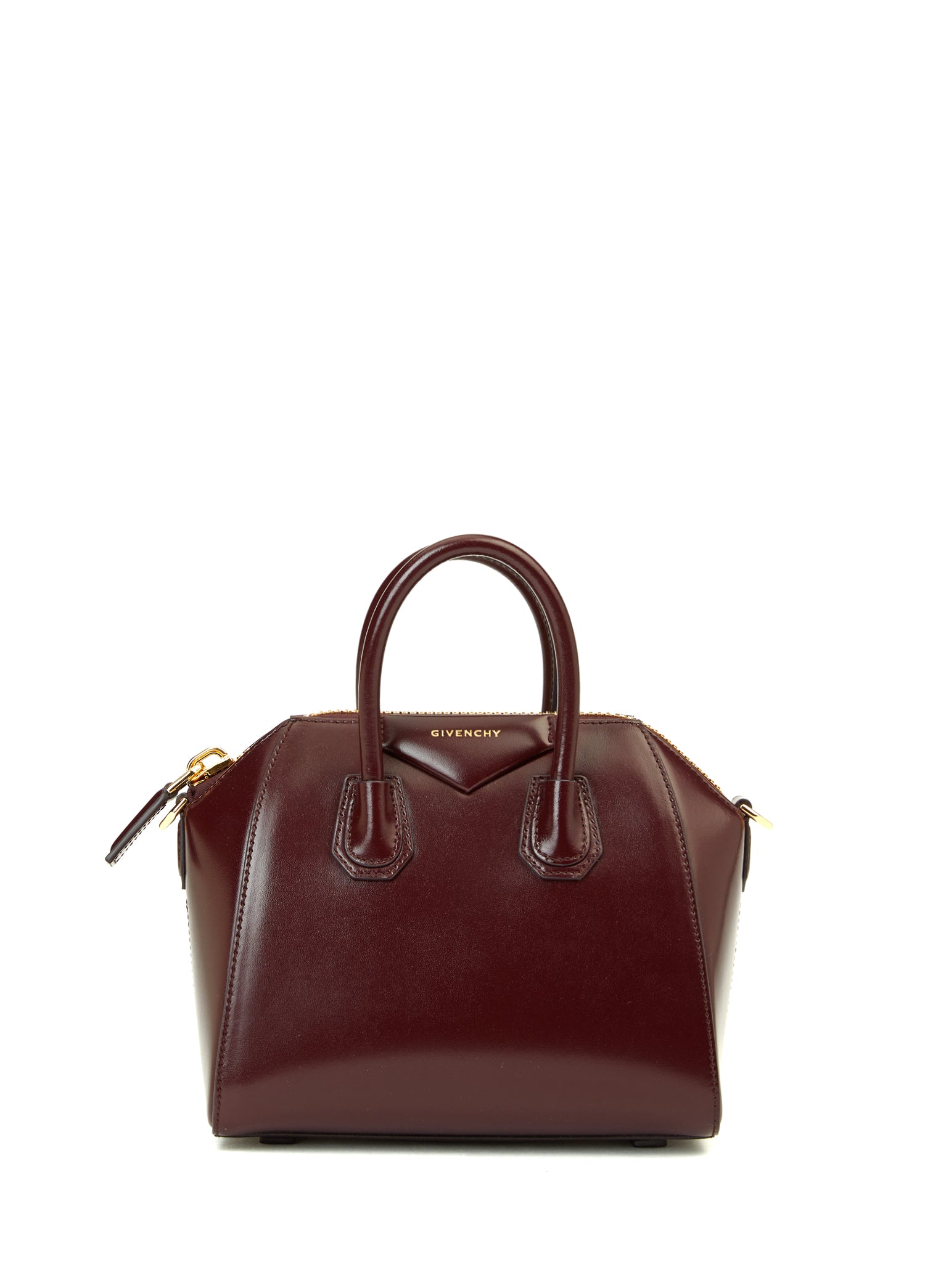 Givenchy Mini Antigona Burgundy Leather Bag front view