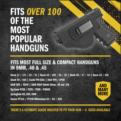 The Ultimate Suede Leather IWB Holster Large Size | Fits S&W Shield/Glock/XD - Lifetime Warranty - Made in USA