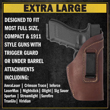 Defender 2.0 IWB Gun Holster | Fits Full Size, Compact, 1911 w/ Trigger or Under Barrel Attachments