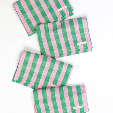 Backordered: Flora Stripe Cocktail Napkins, Set of 4