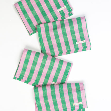 Backordered: Flora Stripe Cocktail Napkins, Set of 4