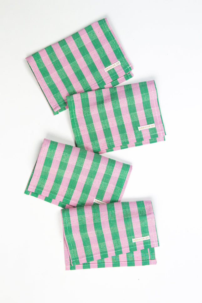 Backordered: Flora Stripe Cocktail Napkins, Set of 4