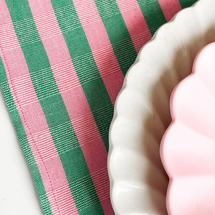 Flora Stripe Placemat – Light Pink & Kelly Green